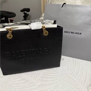 Balenciaga Black Tote with Gold Accents